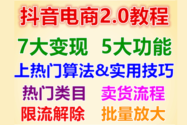 2019新版抖音电商运营课教程指导 拍摄热门技巧 小白从0成神 赚钱