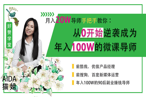 抓住风口，小白也能逆袭为年入100w+微课导师【好赞学堂-猫姐】