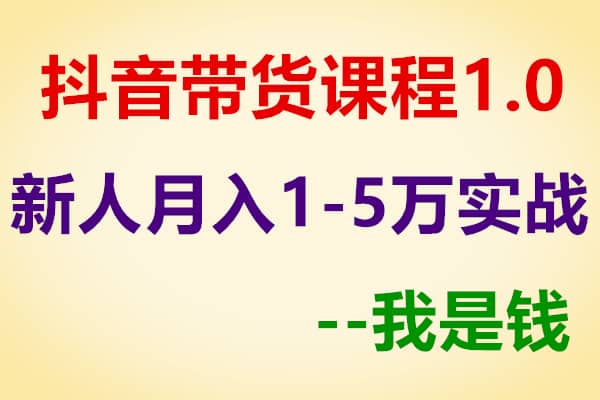 抖音带货课程1.0：新人月入1-5万实战方法【我是钱】