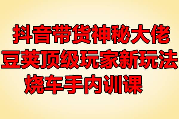 抖音带货神级大佬烧车手独家绝密资料豆荚新玩法全程干货