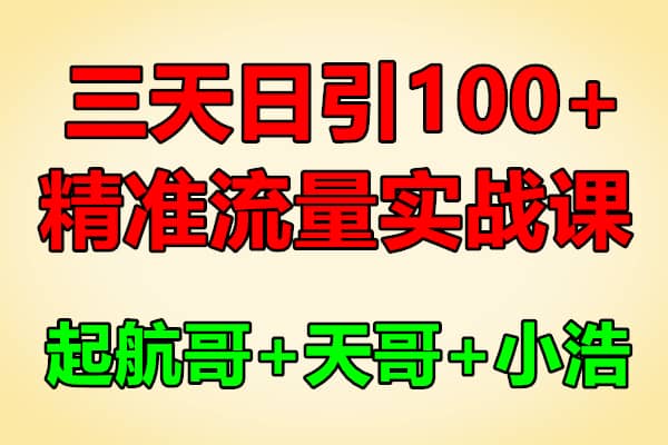 三天日引100+精准流量实战课程【起航哥，天哥，小浩】
