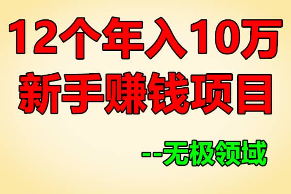 生财有道丨12个年入10W的新手赚钱项目【无极领域】（原价580）