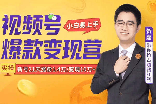 视频号爆款变现营丨抓住风口，小白也能做一个赚钱的视频号！