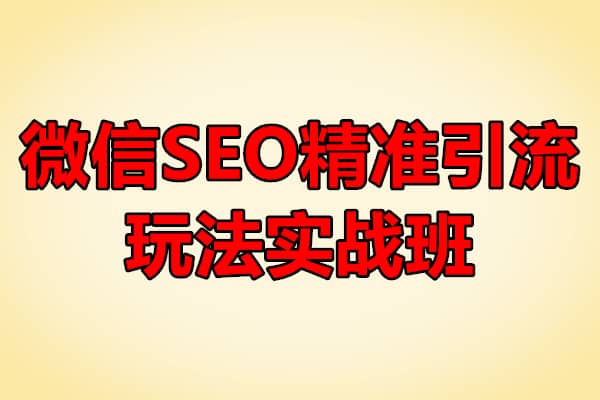 微信SEO精准引流玩法实战班（原价1280）